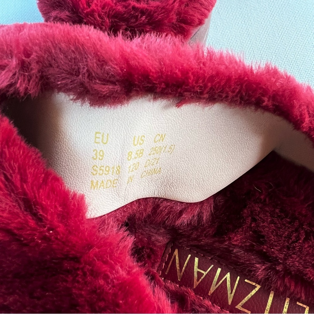 Stuart Weitzman Roza Lift Chill Furry Platform Slipper Slides Size 8.5 - Picture 8 of 9